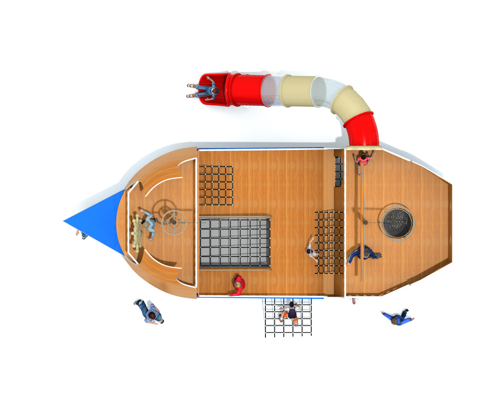 船舶形状游乐园滑梯设备木制户外儿童游乐场
