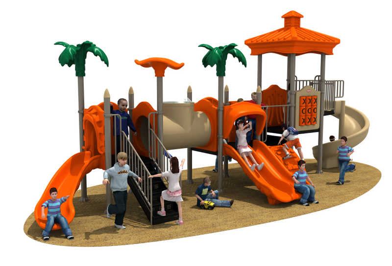 新设计的大型塑料儿童户外游乐场组合滑梯